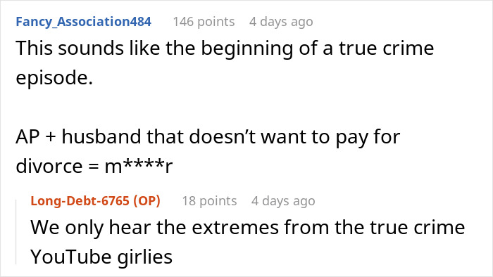 Comments discussing a woman dealing with her husband's mistress and the challenges of ignoring her persistent contact attempts.