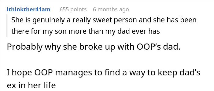 Comment discussing a man&rsquo;s self-absorbed behavior using his grandson&rsquo;s funeral as a stage for breakup drama online.