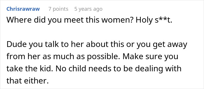 Online comment showing a guy complains about his wife while people express concern for their kid's wellbeing.