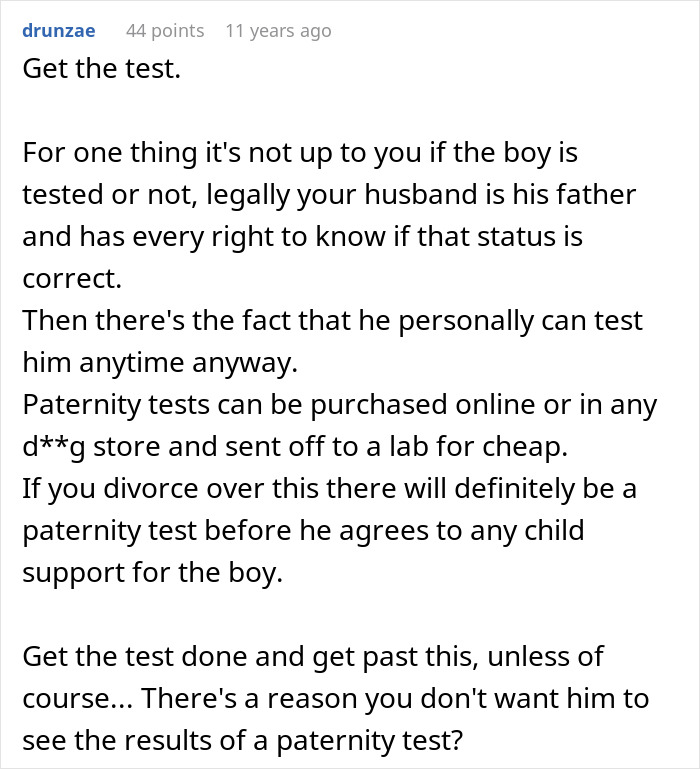 Man immediately gets secret paternity test for newborn baby and then tests wife by asking for one.