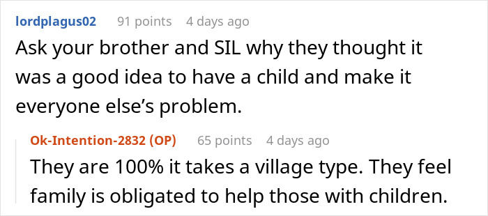 Screenshot of a Reddit conversation about a greedy and entitled family expecting grandma to support them financially.