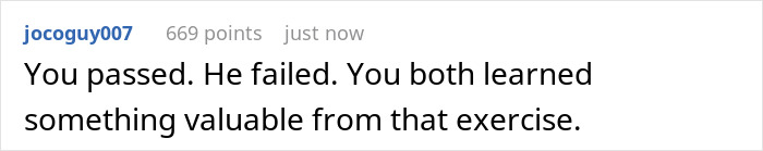 Text message screenshot showing a user named jocoguy007 commenting about a loyalty test involving a girlfriend and cousin.