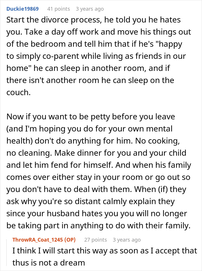 Text conversation about moving to escape in-laws, with emphasis on family conflicts and planned follow-up by in-laws. Text conversation about moving to escape in-laws, with emphasis on family conflicts and planned follow-up by in-laws.