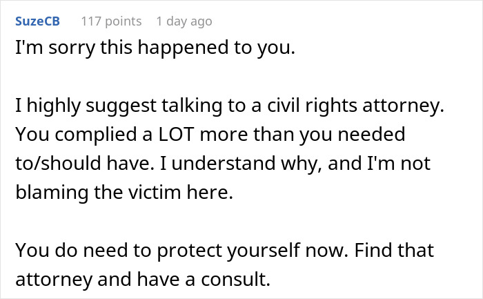 Comment expressing sympathy and advice to consult a civil rights attorney after ICE detainment for speaking a foreign language. Comment expressing sympathy and advice to consult a civil rights attorney after ICE detainment for speaking a foreign language.