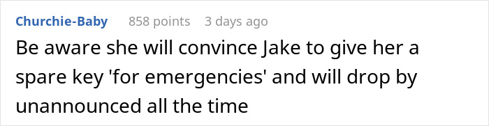 Text comment about mom inspecting boyfriend&rsquo;s dorm before moving in with her 26-year-old son.