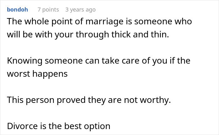 Comment about marriage, divorce, and abandonment highlighting emotional reality and relationship challenges. Comment about marriage, divorce, and abandonment highlighting emotional reality and relationship challenges.