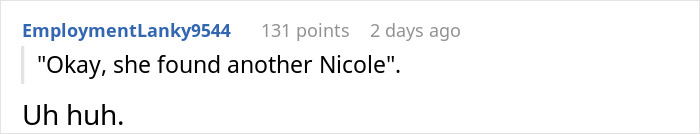 Screenshot of a forum comment reacting to a story about a lady hyping up her stunner friend to a single coworker.