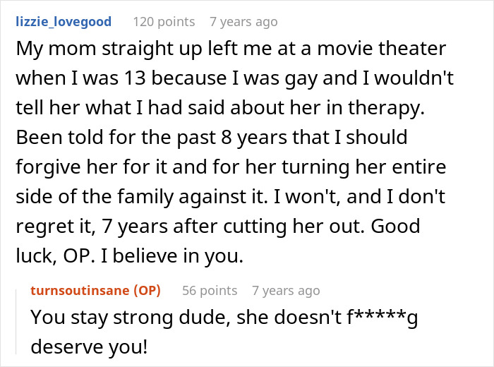 Screenshot of a Reddit conversation about family and forgiveness, highlighting DNA lab mixes paternity results and reconnection.