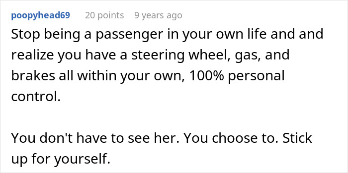 Commenter advising new mom to take control and stand up for herself amid anxiety from in-laws visits, sparking netizens' reactions.