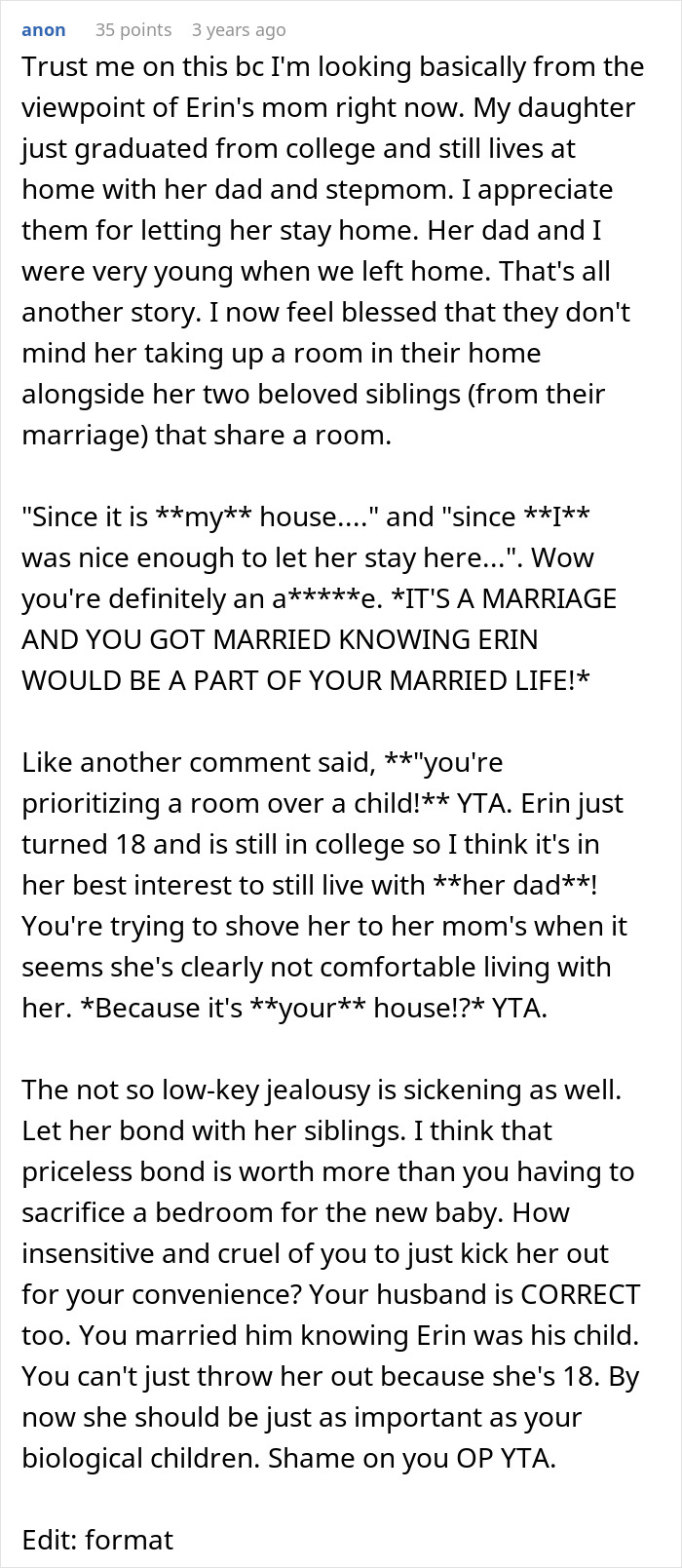 Woman Wants 18YO Stepdaughter To Move Out As She Was Already “Nice Enough To Let Her Stay For 6 Years” Woman Wants 18YO Stepdaughter To Move Out As She Was Already “Nice Enough To Let Her Stay For 6 Years”