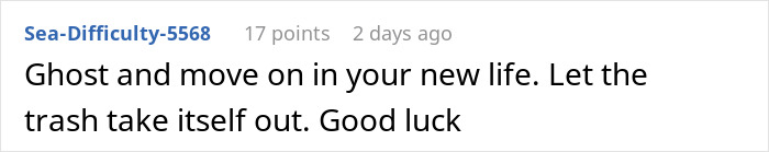 Online comment expressing advice to move on from toxic relationships and wishing good luck.