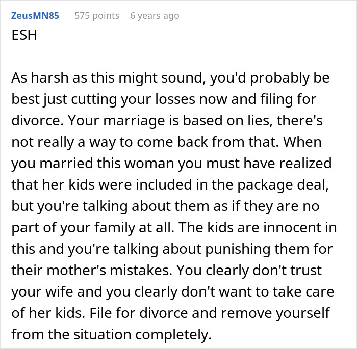 Man refusing to adopt wife&rsquo;s kids after discovering secrets about their father, highlighting trust and family issues.