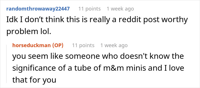 Reddit conversation about a man stashing Midol and tampons in the bathroom leading to guest drama over virtue signaling.