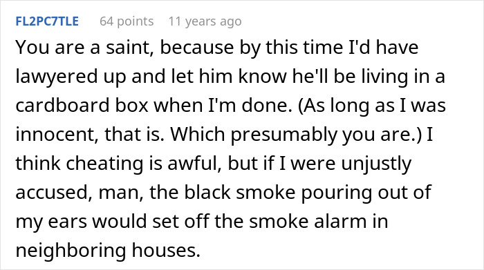 Comment discussing a man ordering a secret paternity test for a newborn baby and confronting his wife afterward.