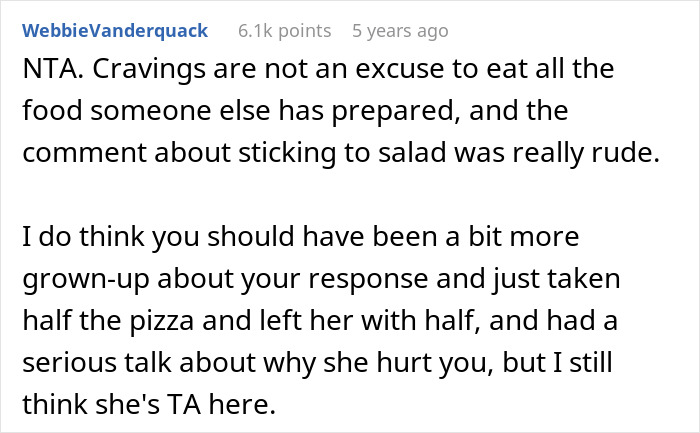 Comment from a user discussing a pregnant wife&rsquo;s cruel comment and its emotional impact on her husband in an online forum.