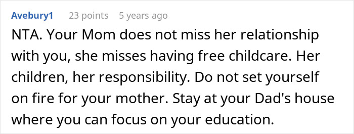 Mom Turns Oldest Daughter Into A Nanny Of Her 5 Kids, Then Gets Upset She Wants To Move In With Dad