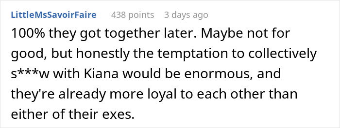 Text post discussing a cheater hiding a one night stand from boyfriend while a friend threatens exposure.