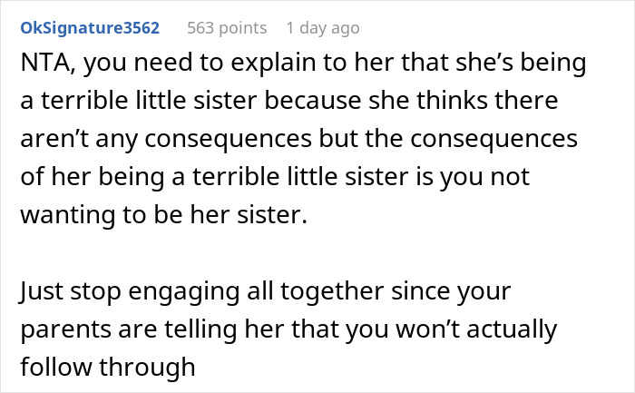 19YO Refuses To See Her 10YO Sis Who Keeps Destroying Her Stuff, Mad As Mom And Dad Push Back