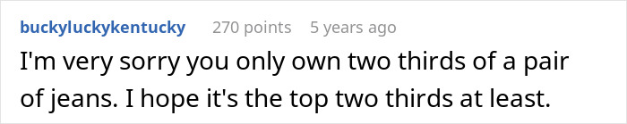 A comment from "buckyluckykentucky" on a white background, mentioning "two thirds of a pair of jeans." This could relate to a **$40K ring complaint** context.
