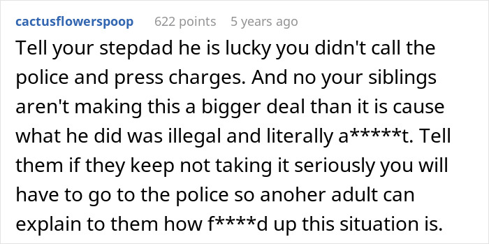 Comment discussing a creepy teen cutting step-sister&rsquo;s hair, warning about parents not taking it seriously.