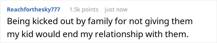 Screenshot of a Reddit comment about being kicked out by grandparents for refusing to leave toddler behind during medical school.