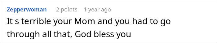 Comment text expressing sympathy for a mom and daughter facing hardship caused by refusal of chemotherapy treatment.