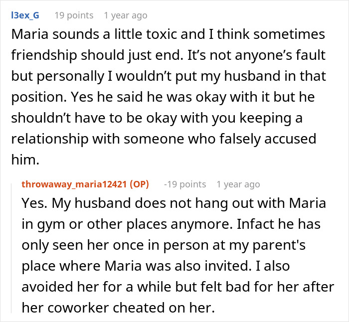 Reddit comments discussing a wife&rsquo;s feelings after seeing her husband shirtless with his bestie naked, suspecting something happened.