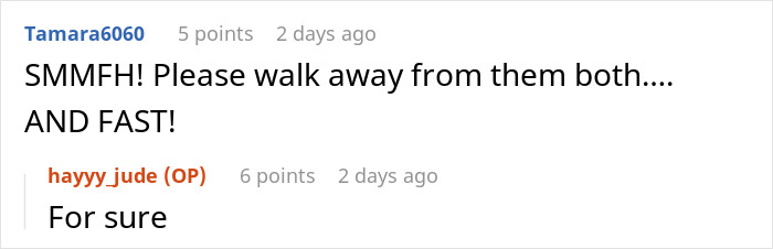 Screenshot of an online comment thread showing users discussing boundaries and family conflicts involving a gay man and his parents.