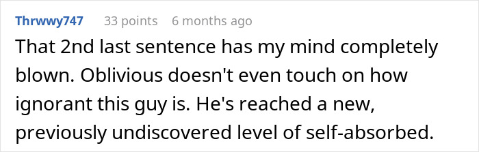 Comment highlighting a man's extreme self-absorbed behavior during his grandson's funeral, showing cluelessness and ignorance.