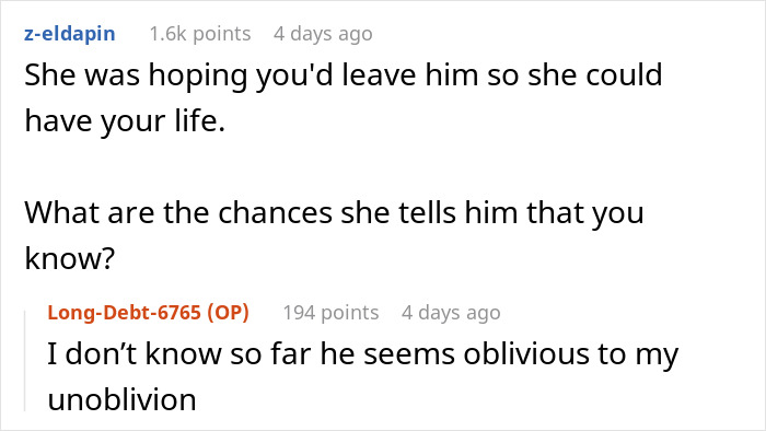 Conversation between a woman and a commenter about ignoring husband's mistress who keeps contacting her.