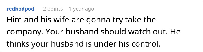 Screenshot of a comment warning about a friend sabotaging a marriage by trying to control the husband.