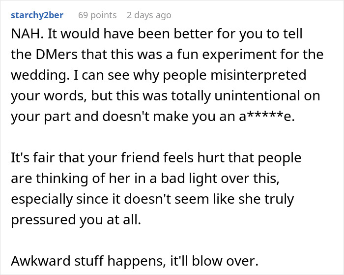 Reddit comment about woman buzzing her hair after friend&rsquo;s wedding and misconceptions about being forced to grow it out.