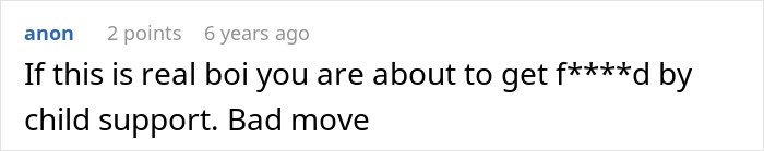 Screenshot of a comment warning about child support consequences after a man cheats on girlfriend with her sister. Screenshot of a comment warning about child support consequences after a man cheats on girlfriend with her sister.