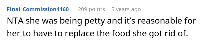 Screenshot of a forum comment discussing a mom making her vegan teen cook meat to teach a lesson about wasting food.