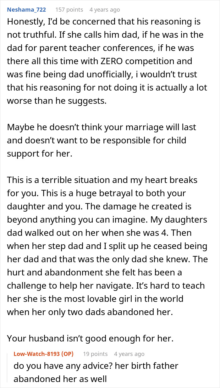 Man Refuses To Adopt Stepdaughter After Raising Her For 10 Years, Breaks Her Heart