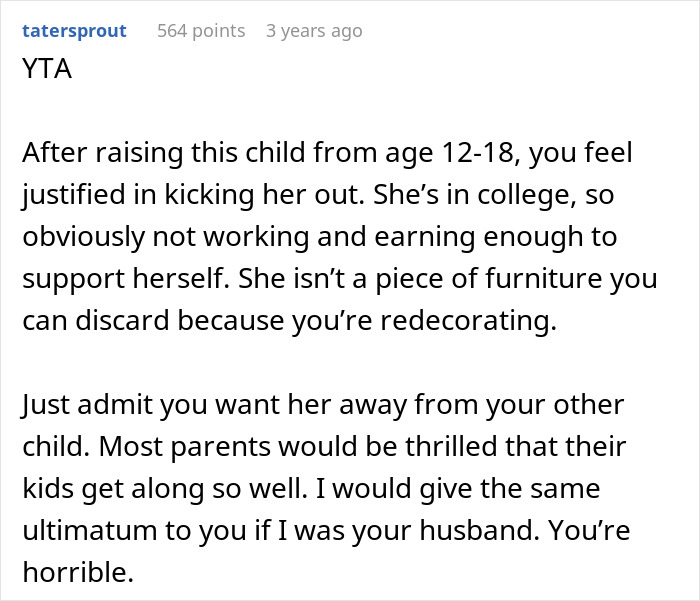 Woman Wants 18YO Stepdaughter To Move Out As She Was Already “Nice Enough To Let Her Stay For 6 Years” Woman Wants 18YO Stepdaughter To Move Out As She Was Already “Nice Enough To Let Her Stay For 6 Years”