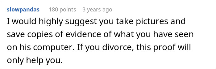 Comment on website discussing woman weirded out by husband&rsquo;s obsession with sister&rsquo;s weight and uncovering revealing texts.