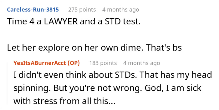 Screenshot of online comments discussing a man crushed after wife says he doesn&rsquo;t excite her and suggests open marriage.