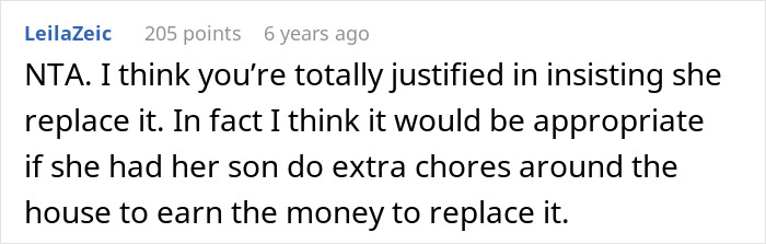 Screenshot of an online comment discussing the 11YO breaking aunt&rsquo;s PS4 and the mom refusing to replace it.