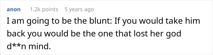 Comment discussing deep regret after ditching fianc&eacute;e to chase the one that got away on an online forum.