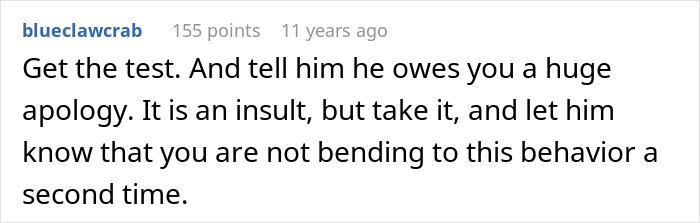 Man holding a secret paternity test for newborn baby, then asking wife for one to confirm the results.