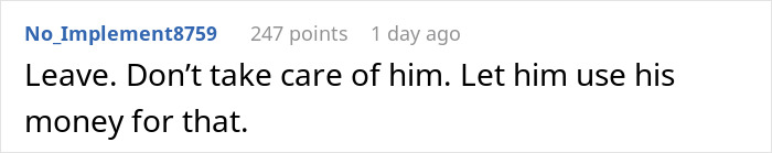 Screenshot of a comment advising to leave husband who lies about inheritance and plans to leave wife with nothing.