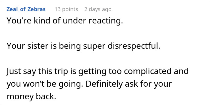 Lady Invites Sis And BIL For A Trip For Free, Then Starts Endless Mind Games On Money And Terms