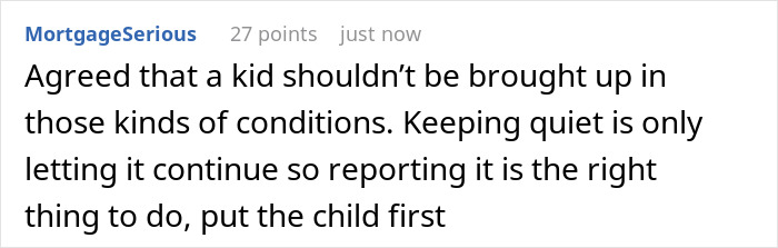 Screenshot of a forum comment discussing concerns about a mom and pregnant daughter turning home into a landfill and reporting to CPS.