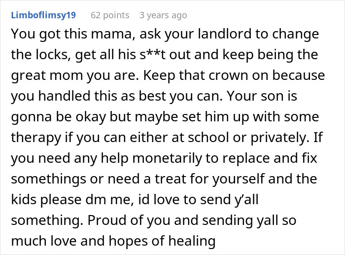 Comment offering support to a mom dealing with a messy home, baby screaming, son panicking, and husband asleep after a long shift.