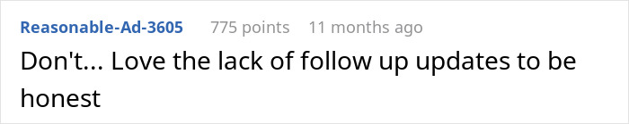 Screenshot of a Reddit comment expressing frustration about lack of follow-up updates on a shocking ER incident.