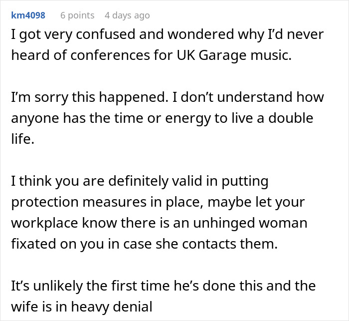 Comment discussing confusion and advice about living a double life and dealing with a boyfriend&rsquo;s wife situation