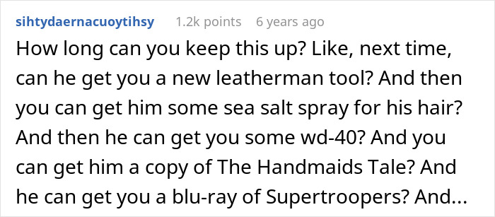 Reddit comment discussing giving boyfriend flowers and addressing sexist uncle stereotypes in a humorous tone.