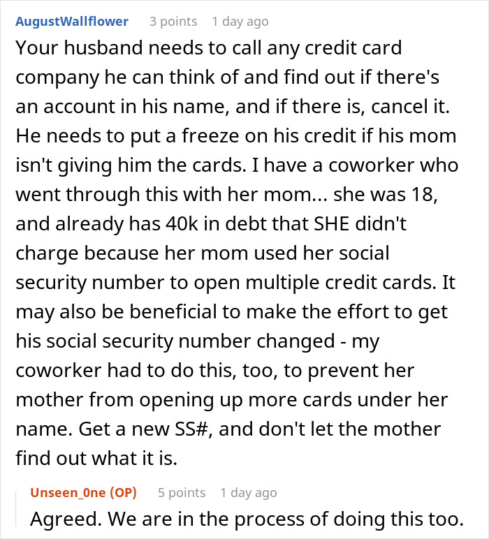 Comment discussing actions to prevent debt related to identity theft and resolving financial difficulties before filing bankruptcy.