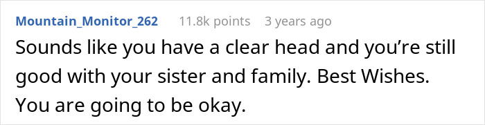 Screenshot of online comment expressing support for a woman dealing with her husband&rsquo;s obsession with her sister&rsquo;s weight.